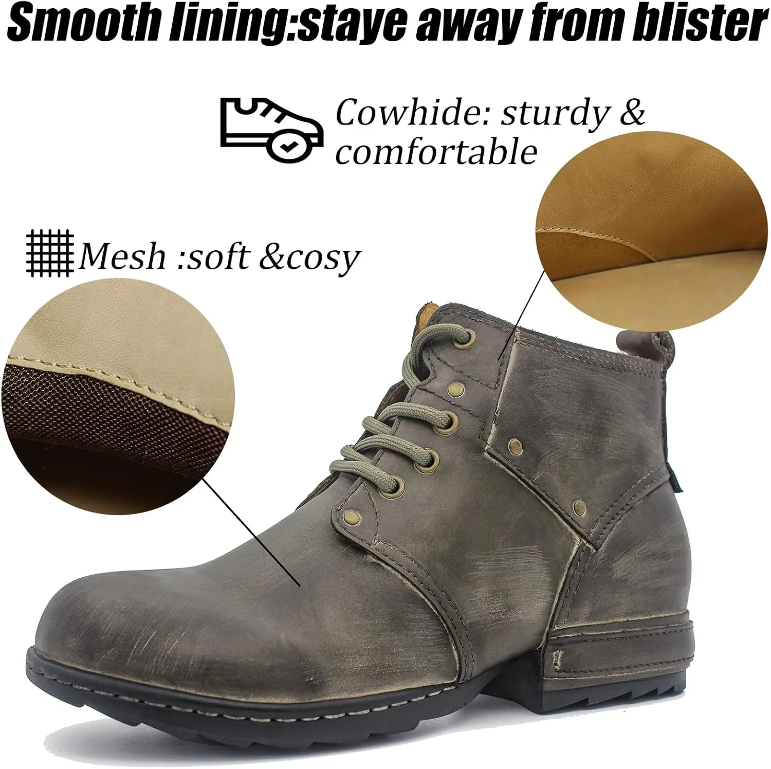 Mens Dress Boots Casual Oxfords Ankle Lace up Shoes Fashion Leather Chukka Business Boot AF001-2