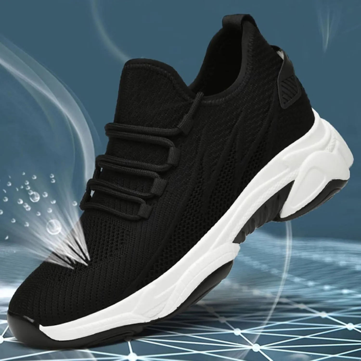 Men's Invisible Height Increasing Elevator Shoes 2.36" Height-Boosting Fashion Casual Sneakers Lace up Fashion Dress Sneakers Breathable Athletic Shoes