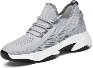 Men's Invisible Height Increasing Elevator Shoes 2.36" Height-Boosting Fashion Casual Sneakers Lace up Fashion Dress Sneakers Breathable Athletic Shoes