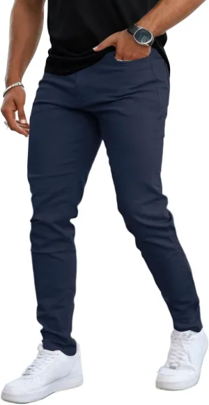 Mens Jeans Skinny Stretch Premium High Rise Colored Jeans Expandable Waist
