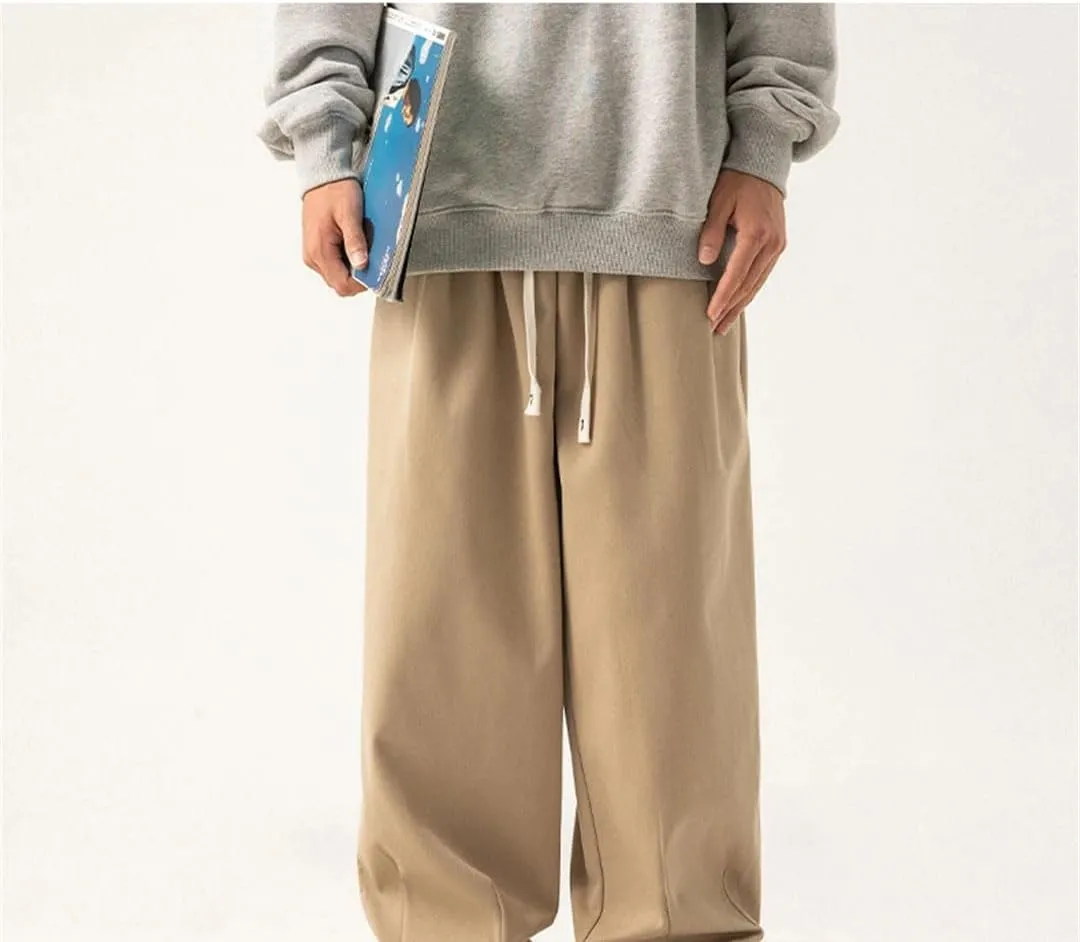 Men's Loose Fit Fleece Cargo Pants with Drawstring Waist Hip Hop Retro Streetwear Sweatpants