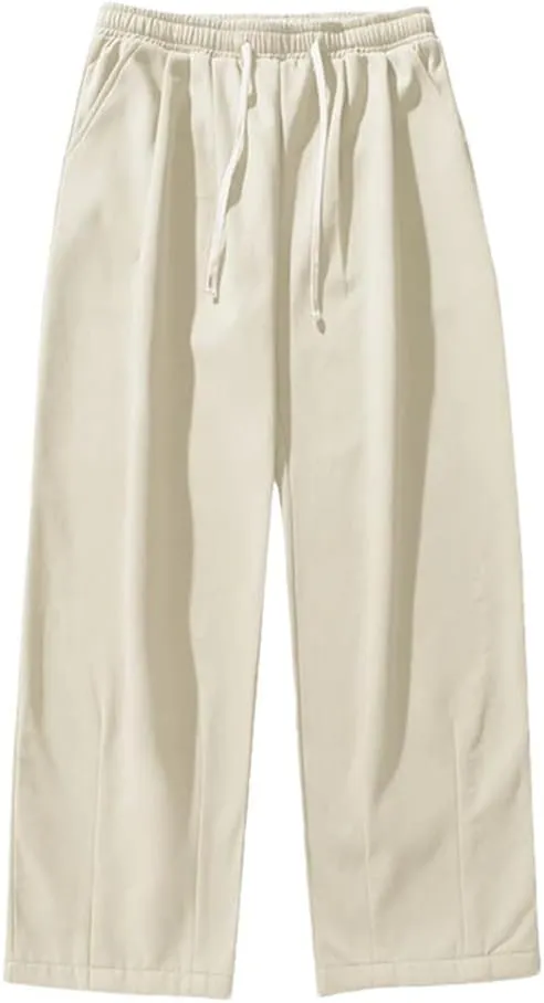 Men's Loose Fit Fleece Cargo Pants with Drawstring Waist Hip Hop Retro Streetwear Sweatpants