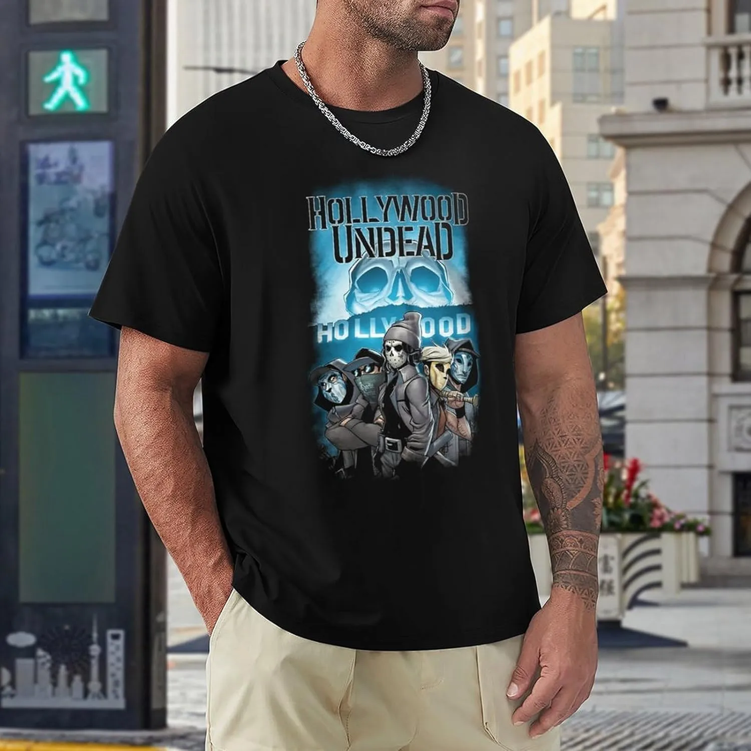 Mens Music Fans T-Shirts Personalized Short Sleeve Stretch-Cotton Shirt Adult