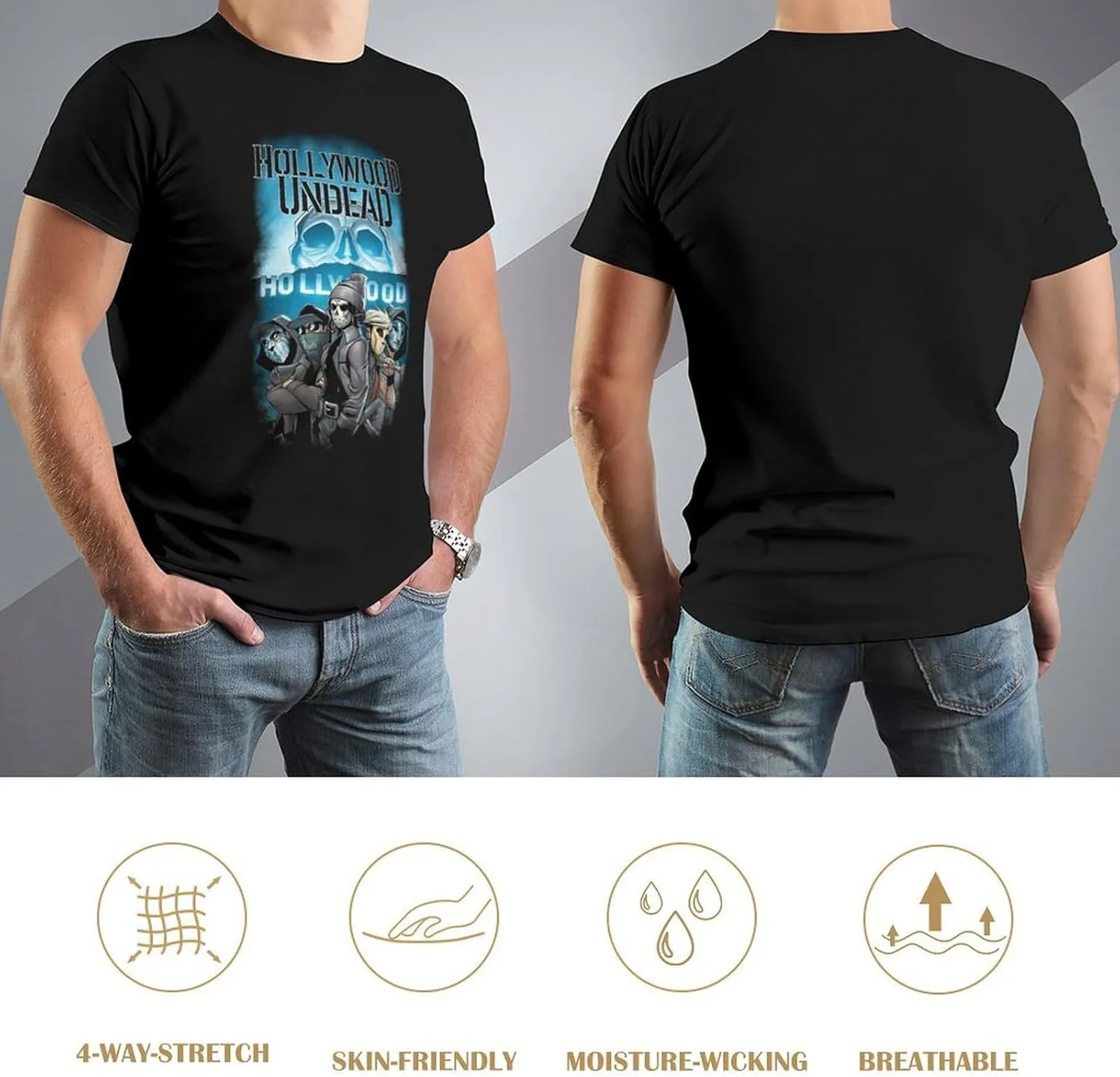 Mens Music Fans T-Shirts Personalized Short Sleeve Stretch-Cotton Shirt Adult
