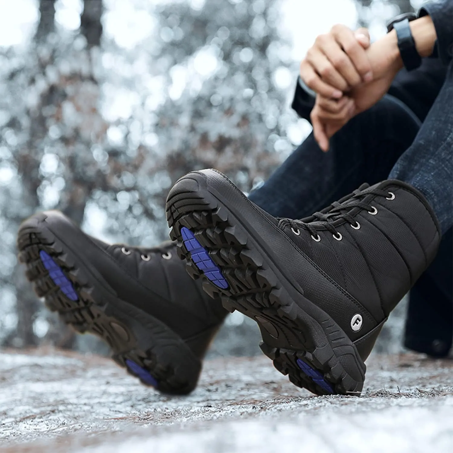 Men's Warm Winter Snow Boots Unisex Shoes Outdoor Anti-Slip Lightweight Cold Weather Boots