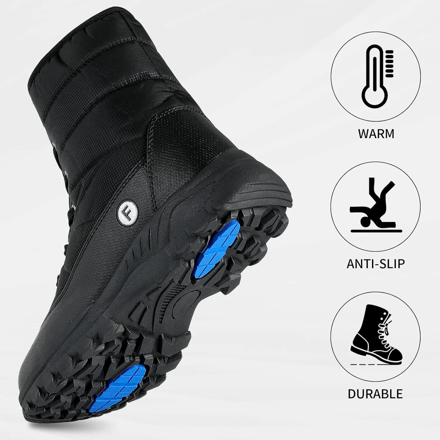 Men's Warm Winter Snow Boots Unisex Shoes Outdoor Anti-Slip Lightweight Cold Weather Boots