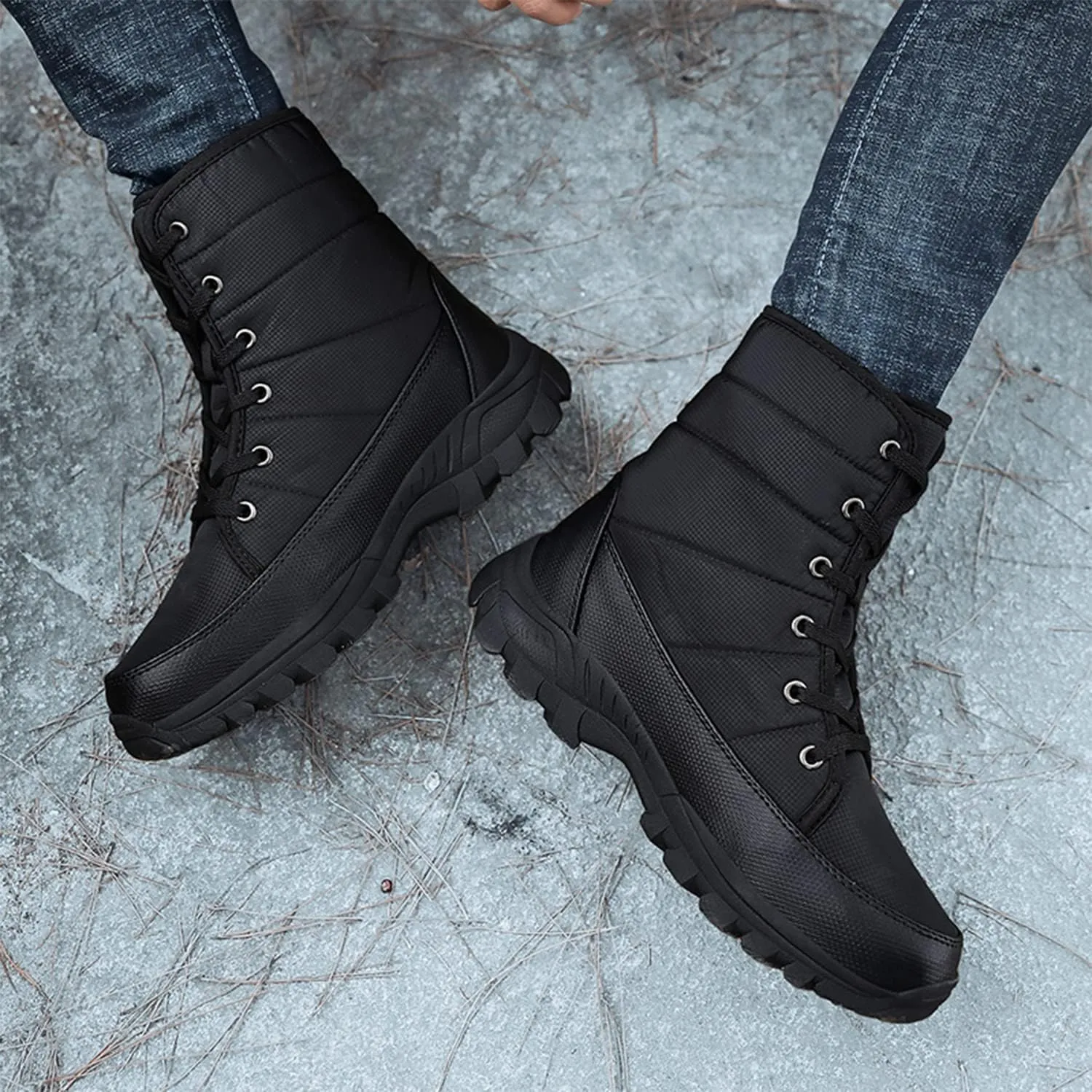 Men's Warm Winter Snow Boots Unisex Shoes Outdoor Anti-Slip Lightweight Cold Weather Boots