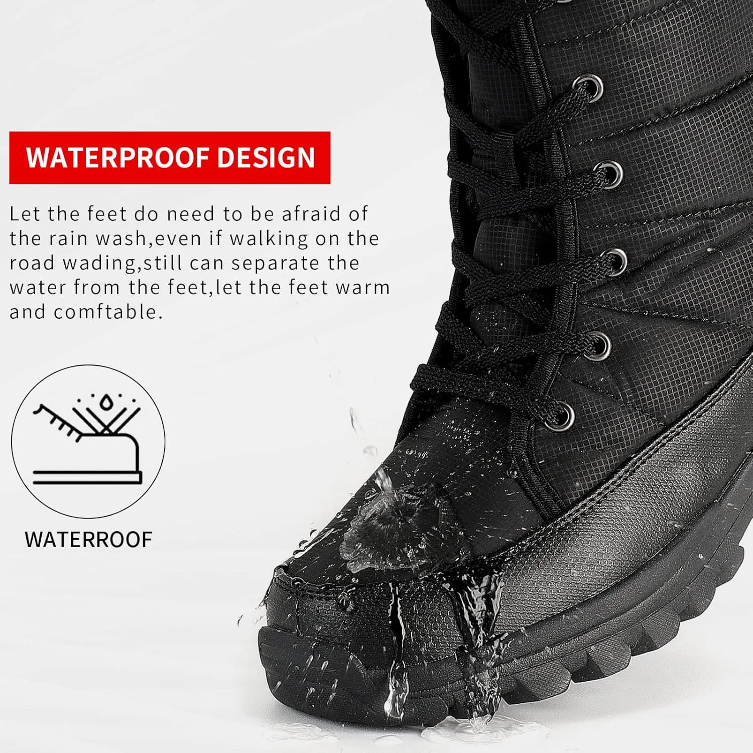 Men's Warm Winter Snow Boots Unisex Shoes Outdoor Anti-Slip Lightweight Cold Weather Boots