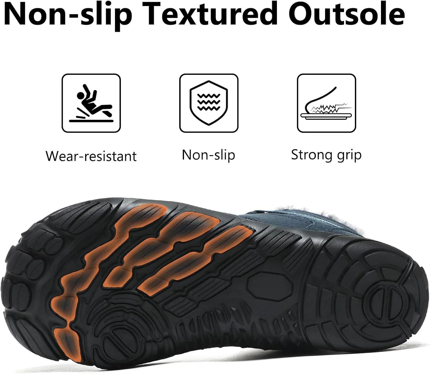 Mens Womens Snow Boots Winter Barefoot Shoes Warm Fur Lined Short Ankle Booties Outdoor Anti-Slip Wide Toe Box Walking Winter Shoes
