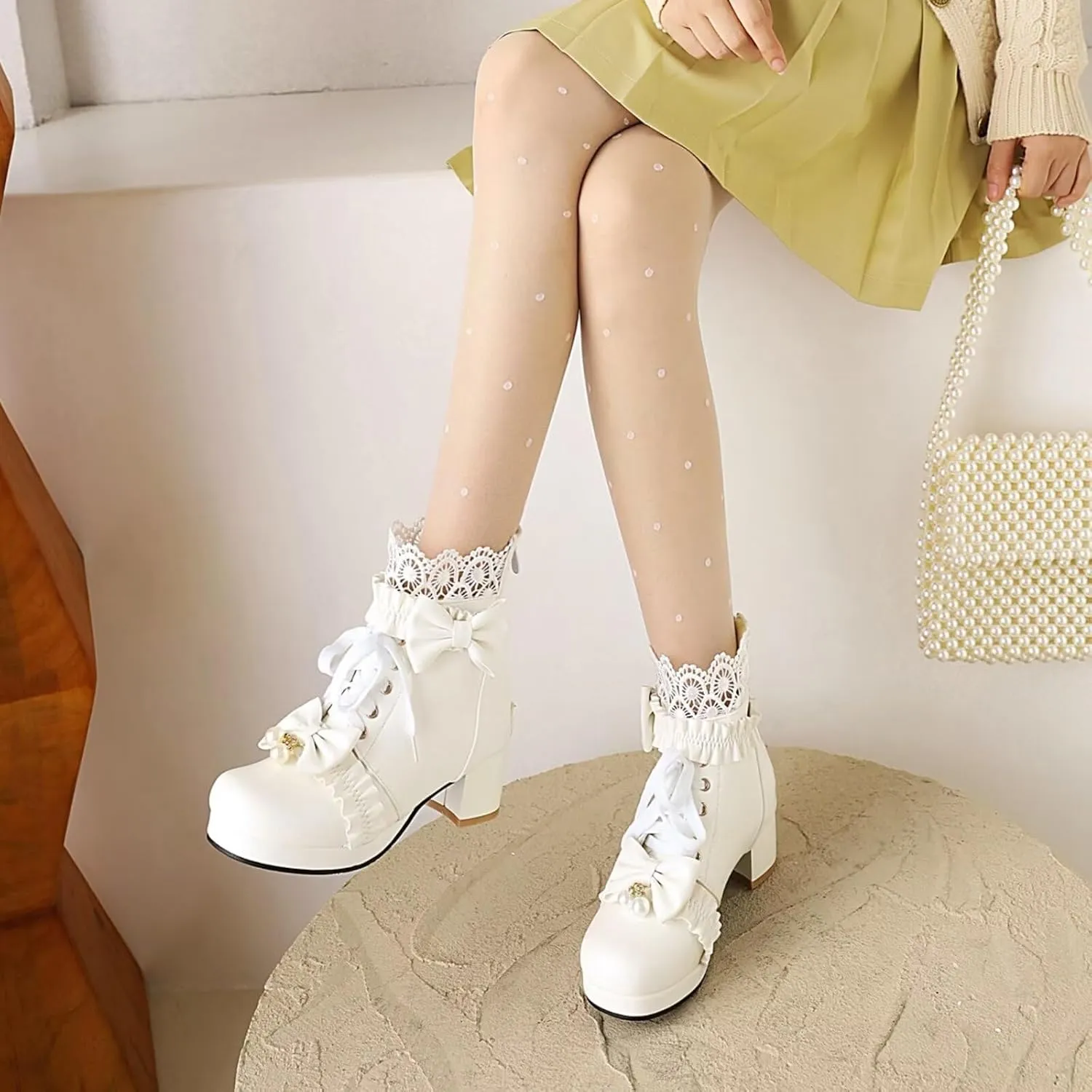 MEOTINA Goth Platform Boots Chunky High Heels Ankle Boots Lace Buckle Gothic Cosplay Booties Zipper Punk Shoes