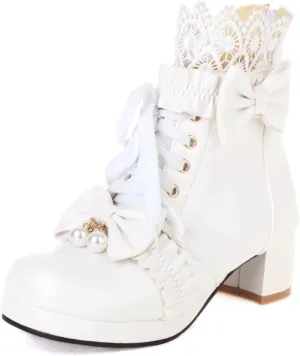 MEOTINA Goth Platform Boots Chunky High Heels Ankle Boots Lace Buckle Gothic Cosplay Booties Zipper Punk Shoes