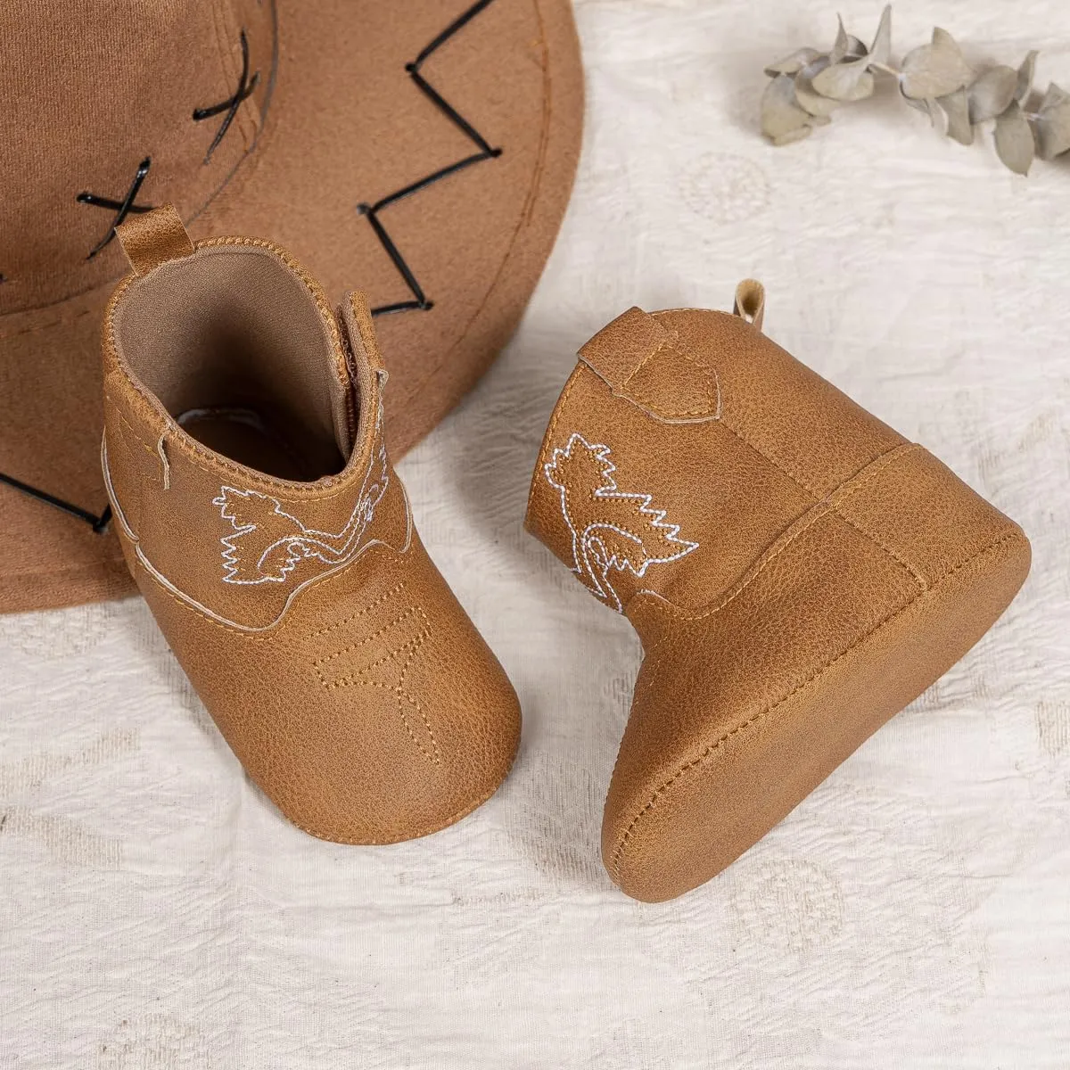 Miamooi Infant Baby Boys Girls Booties Newborn Cozy Fleece Warm Winter Boots Toddler Non-Slip Lace Up First Walking Shoes
