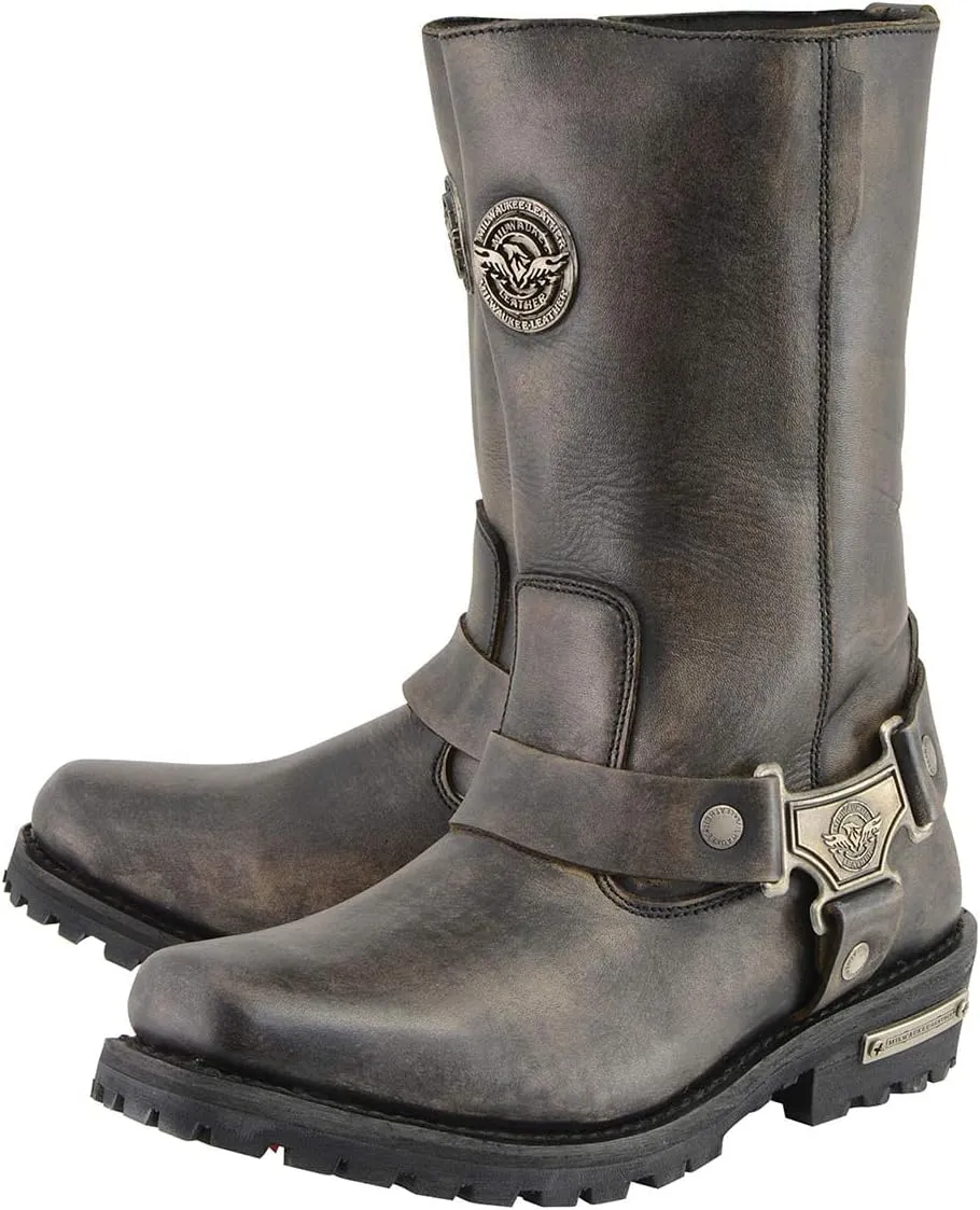 Milwaukee Leather MBL9361 Women's Distressed Brown 11-inch Classic Harness Square Toe Boots