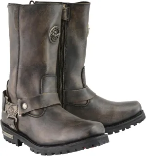 Milwaukee Leather MBL9361 Women's Distressed Brown 11-inch Classic Harness Square Toe Boots