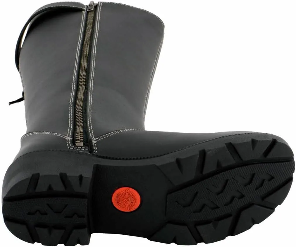 Milwaukee Leather MBL9370 Women's Black 17-Inch Lace Side Leather Boots with Contrast White Stitching - 11
