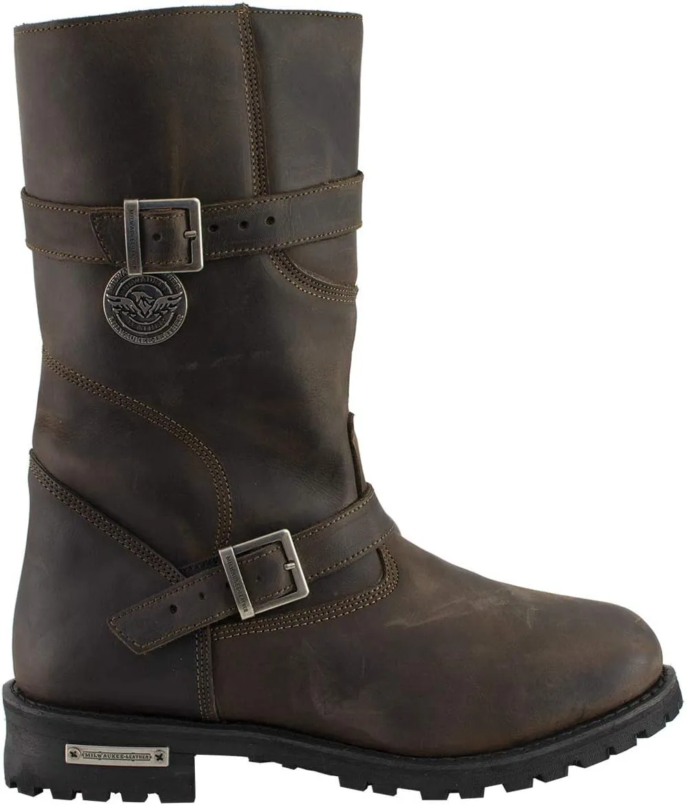 Milwaukee Leather MBM9063 Men's Distressed Brown Classic Engineer Boots - 7