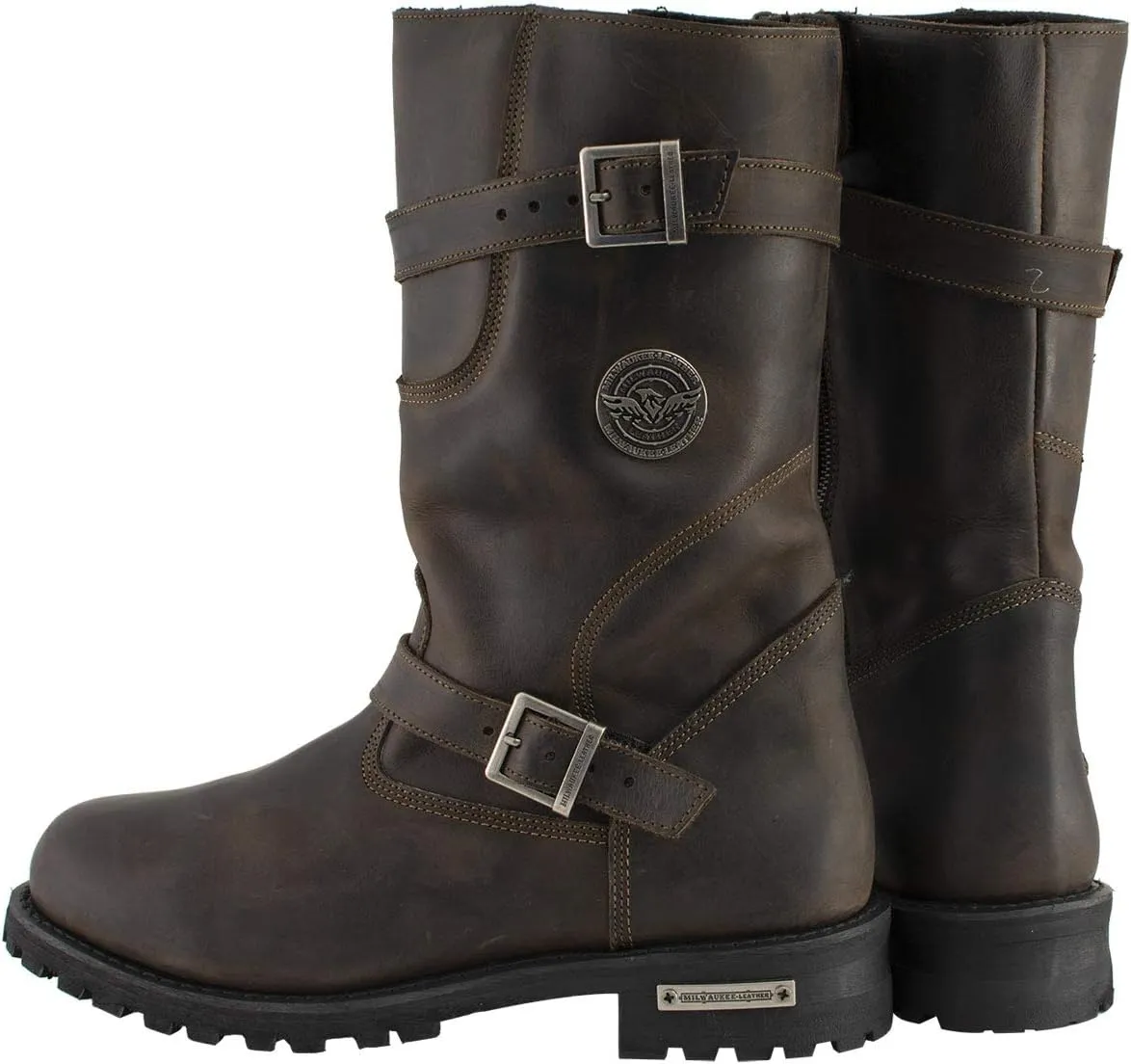 Milwaukee Leather MBM9063 Men's Distressed Brown Classic Engineer Boots - 7