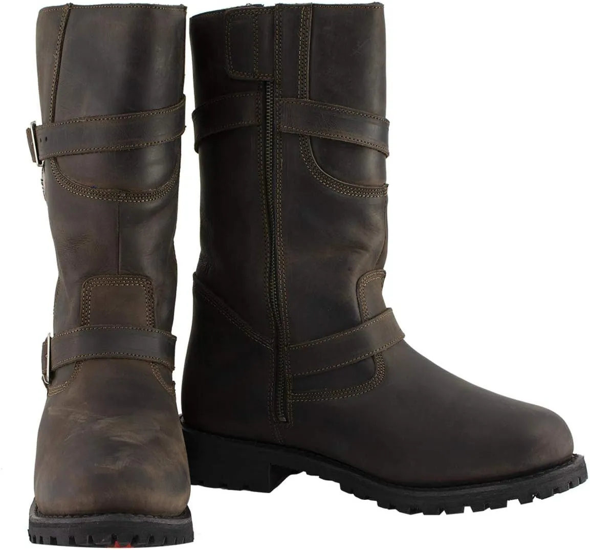 Milwaukee Leather MBM9063 Men's Distressed Brown Classic Engineer Boots - 7