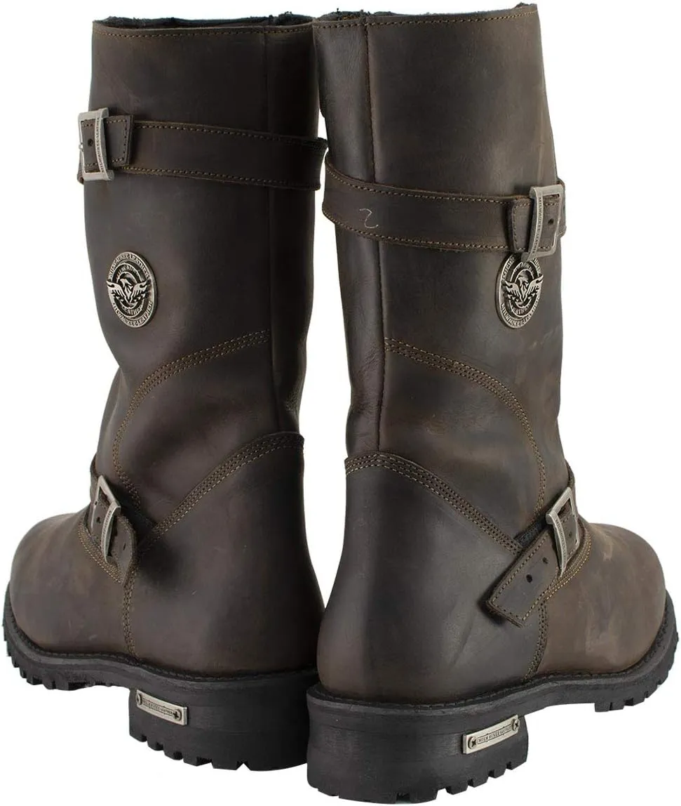Milwaukee Leather MBM9063 Men's Distressed Brown Classic Engineer Boots - 7