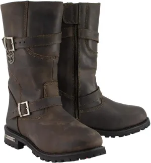 Milwaukee Leather MBM9063 Men's Distressed Brown Classic Engineer Boots - 7