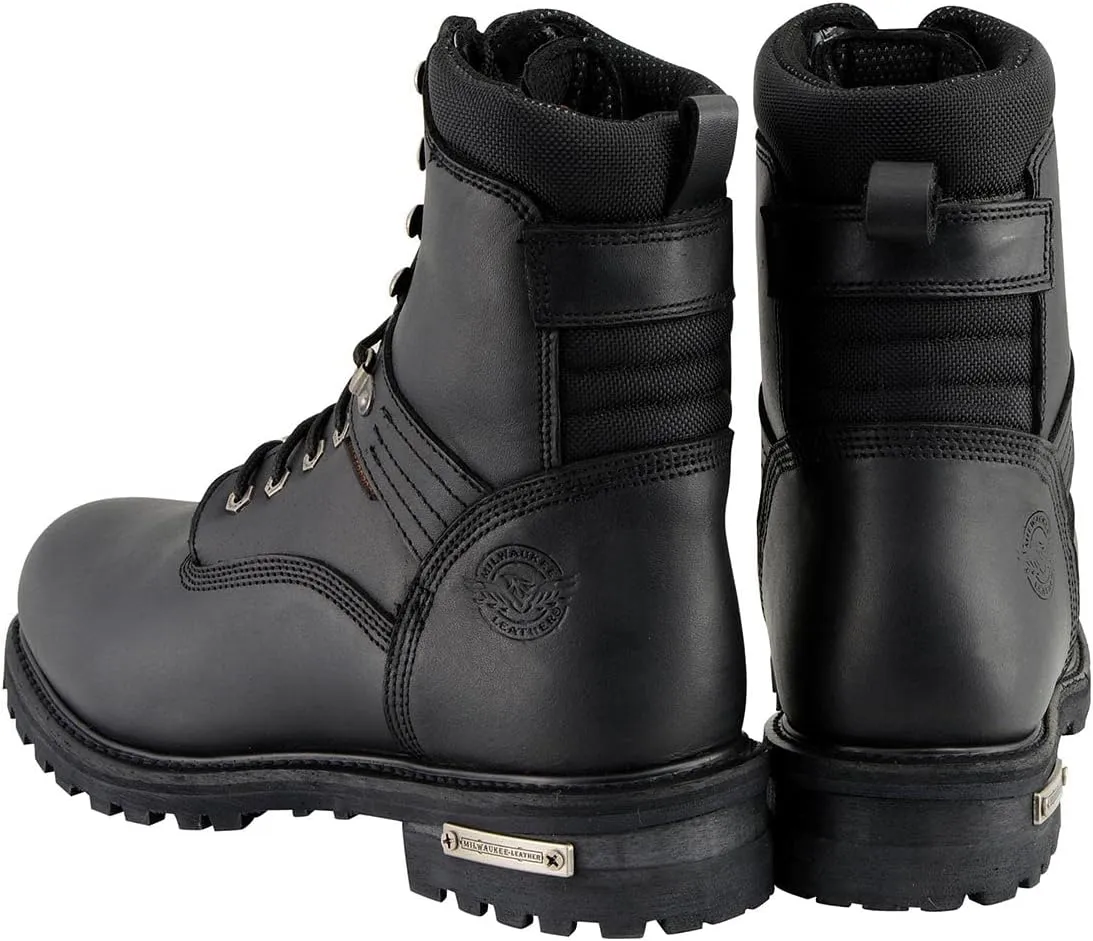 Milwaukee Leather Men's Black Wide Width 7-inch Lace to Toe Full-Waterproof Leather Boots MBM9036WP