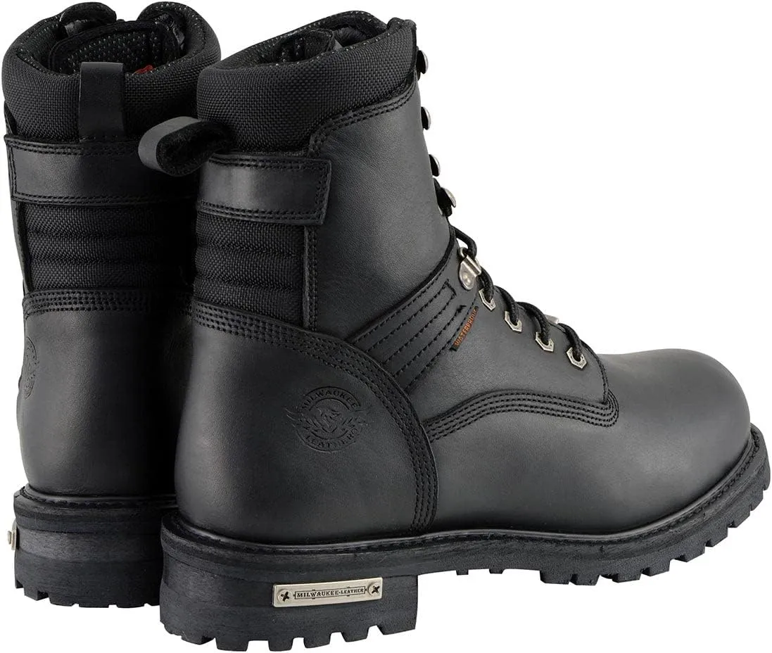 Milwaukee Leather Men's Black Wide Width 7-inch Lace to Toe Full-Waterproof Leather Boots MBM9036WP