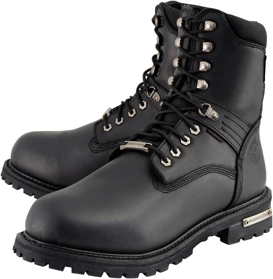 Milwaukee Leather Men's Black Wide Width 7-inch Lace to Toe Full-Waterproof Leather Boots MBM9036WP