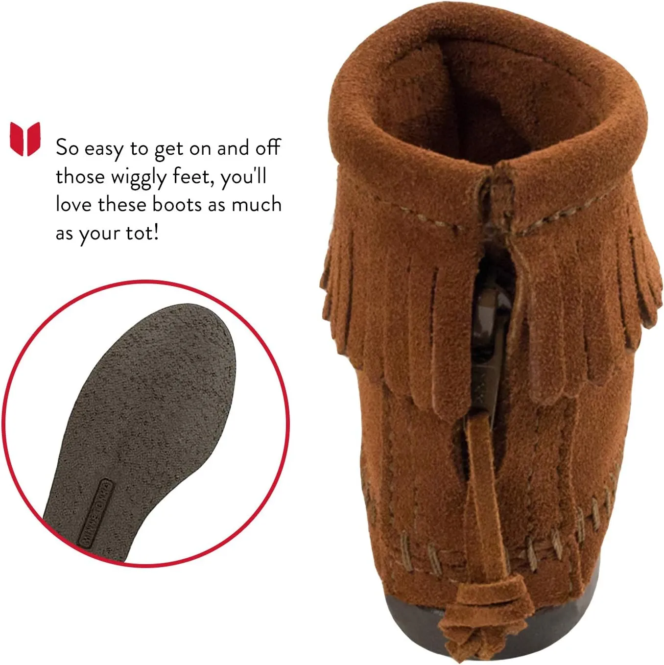 Minnetonka Back Zipper Boot (Toddler/Little Kid/Big Kid)