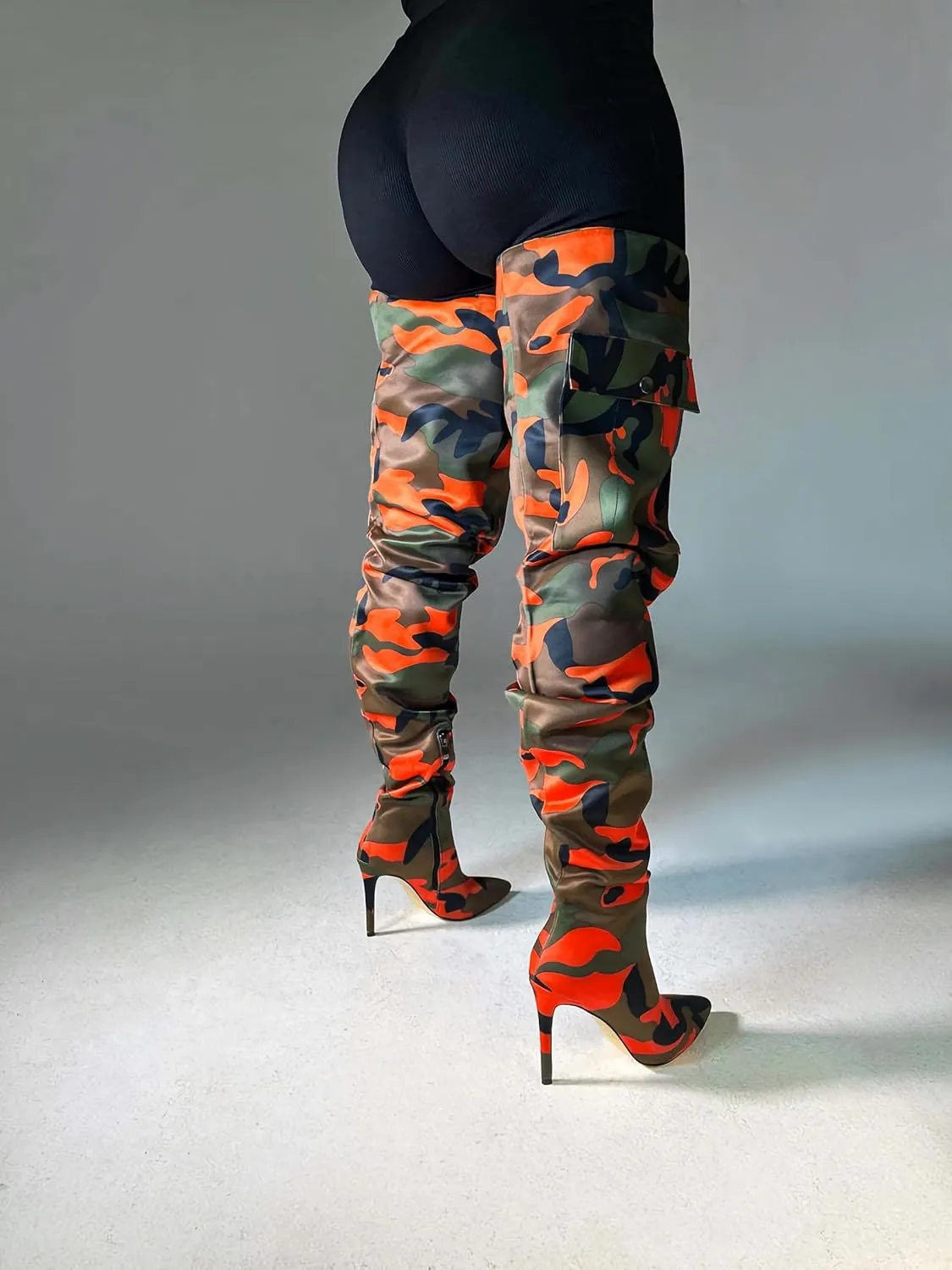 MissHeel Camo High Heel Thigh High Boots
