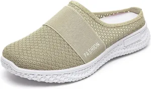 Mules for Women Orthopedic Air Cushion Platform Mesh Mules Clogs Open Back Slip On Shoes with Arch-Support Lightweight Summer Walking Sandals Beach Shoe