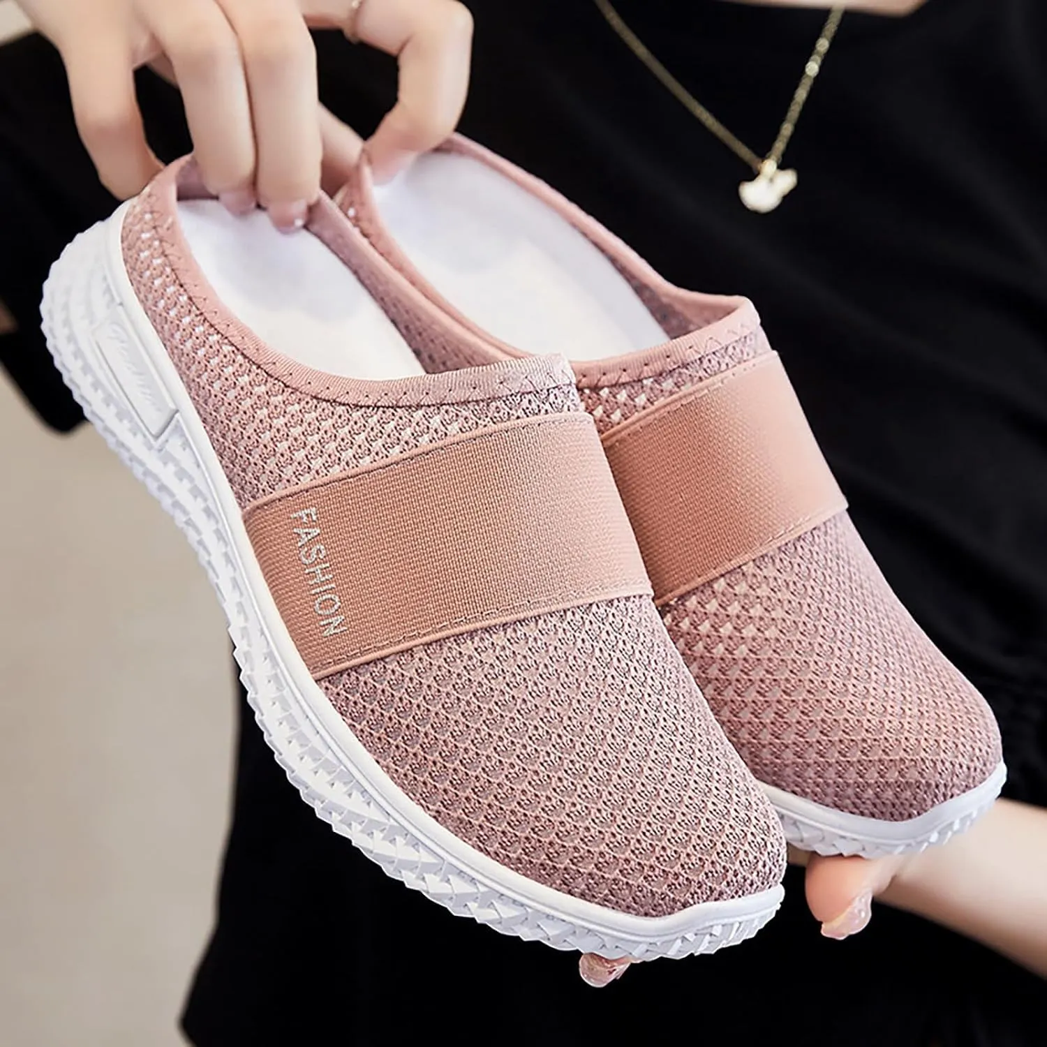 Mules for Women Orthopedic Air Cushion Platform Mesh Mules Clogs Open Back Slip On Shoes with Arch-Support Lightweight Summer Walking Sandals Beach Shoe