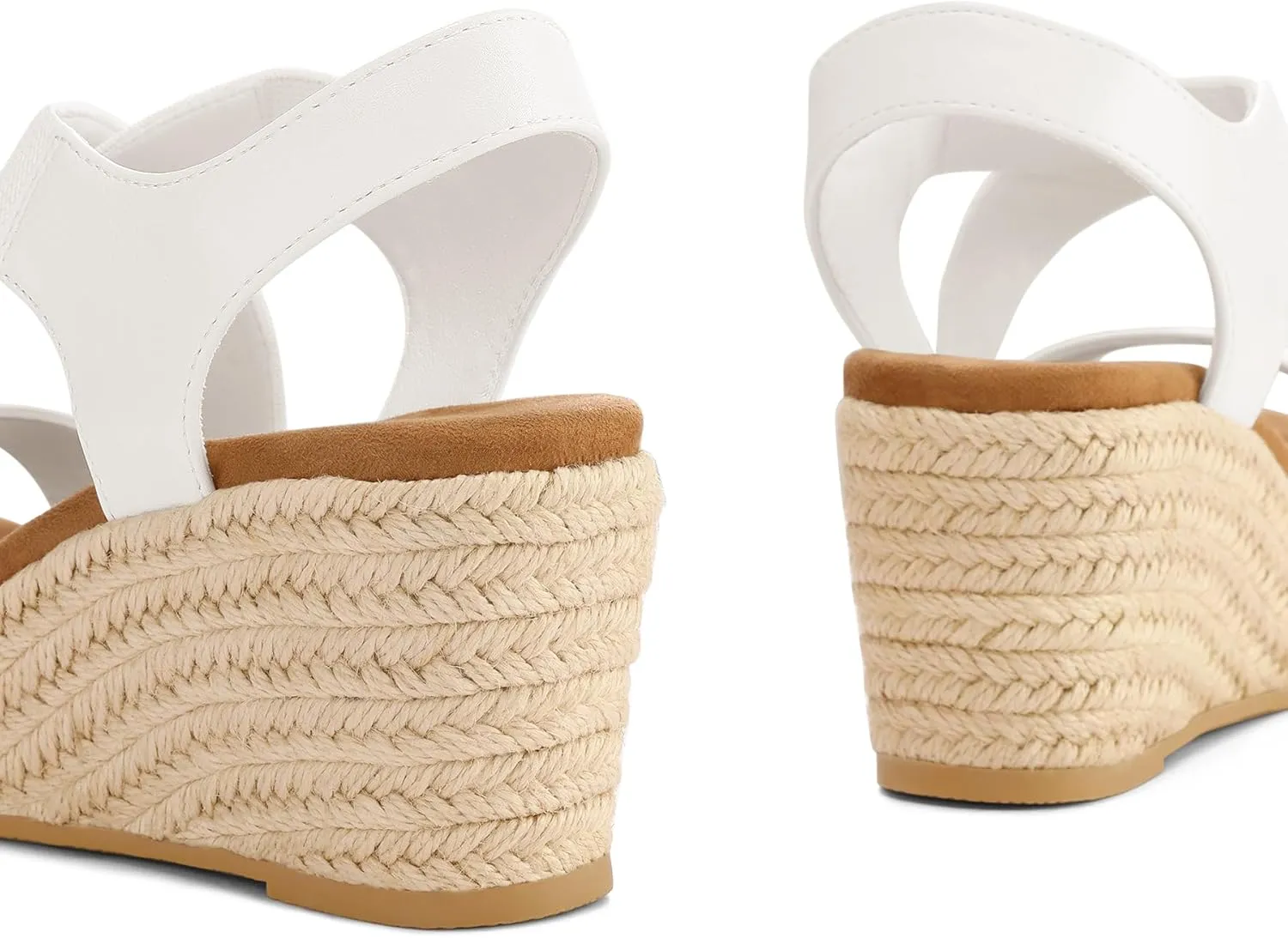 mysoft Women's Platform Espadrille Wedge Sandals Open Toe Elastic Ankle Strap Crisscross Slip on Summer Shoes