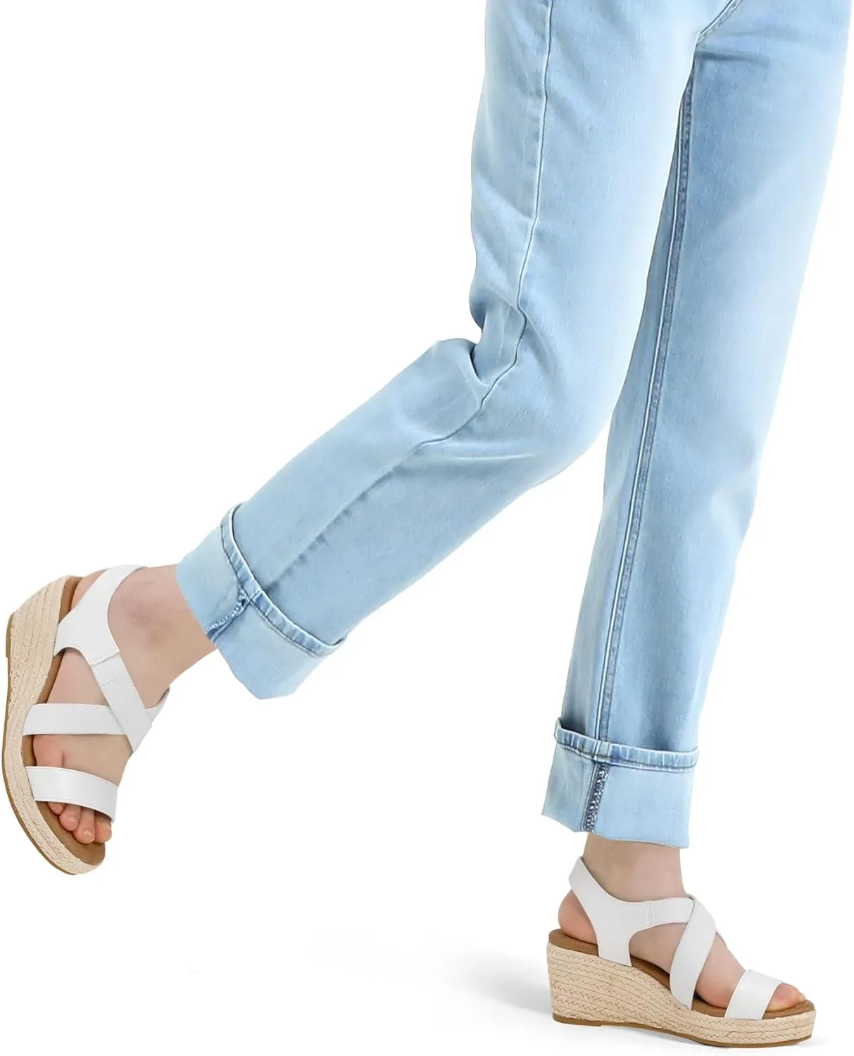 mysoft Women's Platform Espadrille Wedge Sandals Open Toe Elastic Ankle Strap Crisscross Slip on Summer Shoes