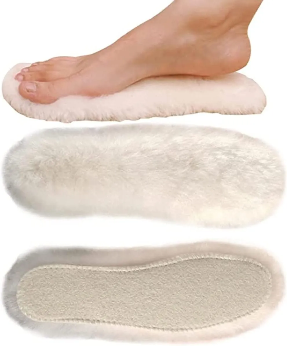 Natural Sheepskin Insoles Winter Real Wool Insoles Warm Soft Thick Warm Cashmere Snow Boots Shoe Pad(Asian Sizes 35)