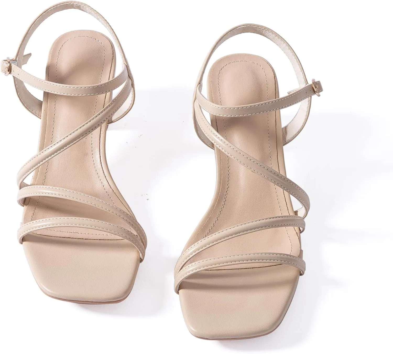 N.N.G Women Heels Sandals Ankle Strappy Roman Gladiator Festival Adjustable Chunky Boho Beach Goddess Vintage Italian Summer Casual Vacation Low Heel Chunky Block Leather Casual Square toe