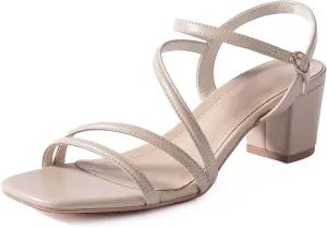 N.N.G Women Heels Sandals Ankle Strappy Roman Gladiator Festival Adjustable Chunky Boho Beach Goddess Vintage Italian Summer Casual Vacation Low Heel Chunky Block Leather Casual Square toe