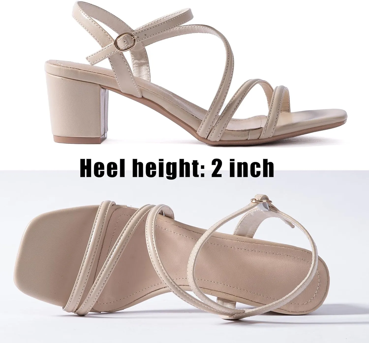 N.N.G Women Heels Sandals Ankle Strappy Roman Gladiator Festival Adjustable Chunky Boho Beach Goddess Vintage Italian Summer Casual Vacation Low Heel Chunky Block Leather Casual Square toe