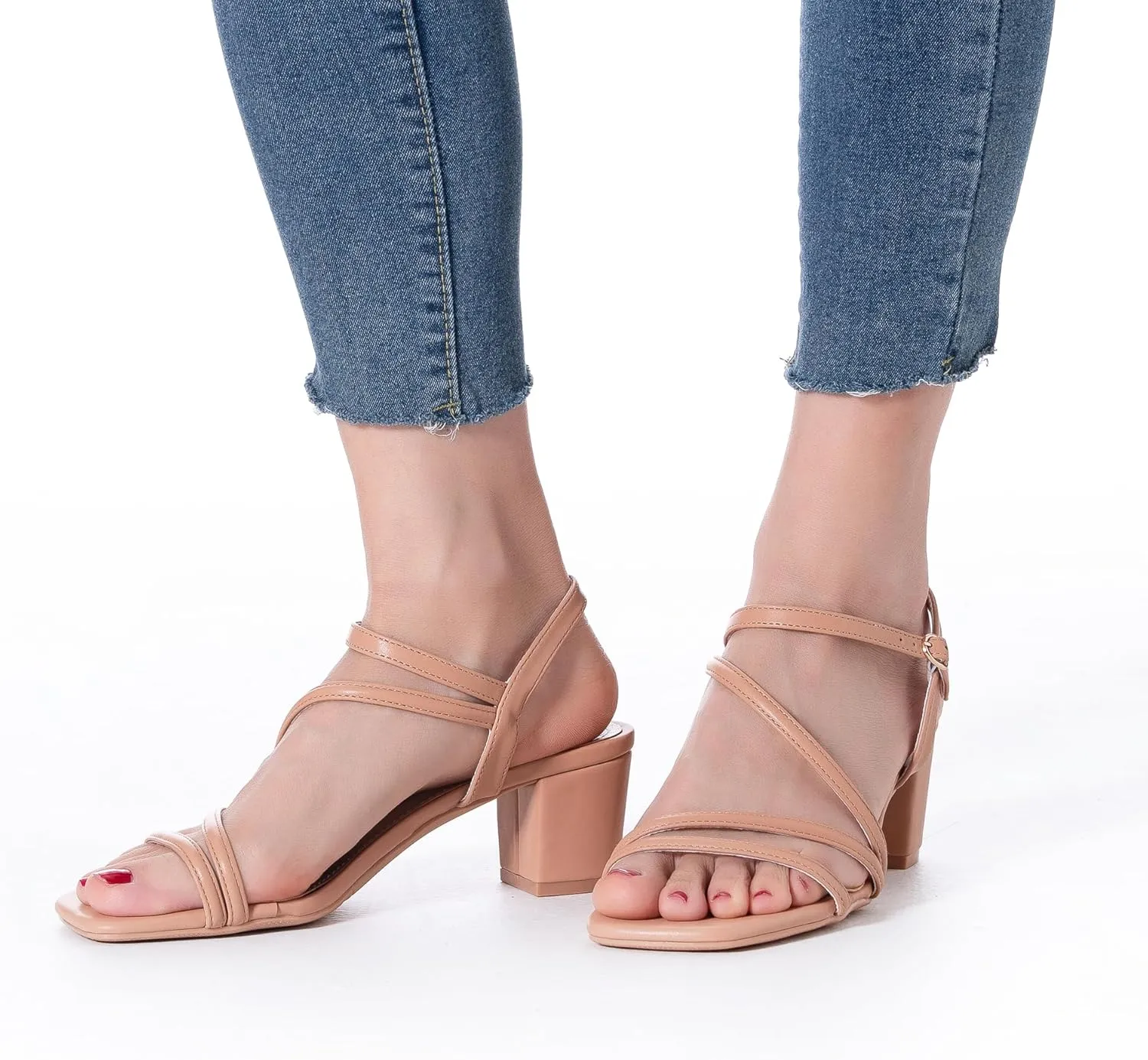 N.N.G Women Heels Sandals Ankle Strappy Roman Gladiator Festival Adjustable Chunky Boho Beach Goddess Vintage Italian Summer Casual Vacation Low Heel Chunky Block Leather Casual Square toe