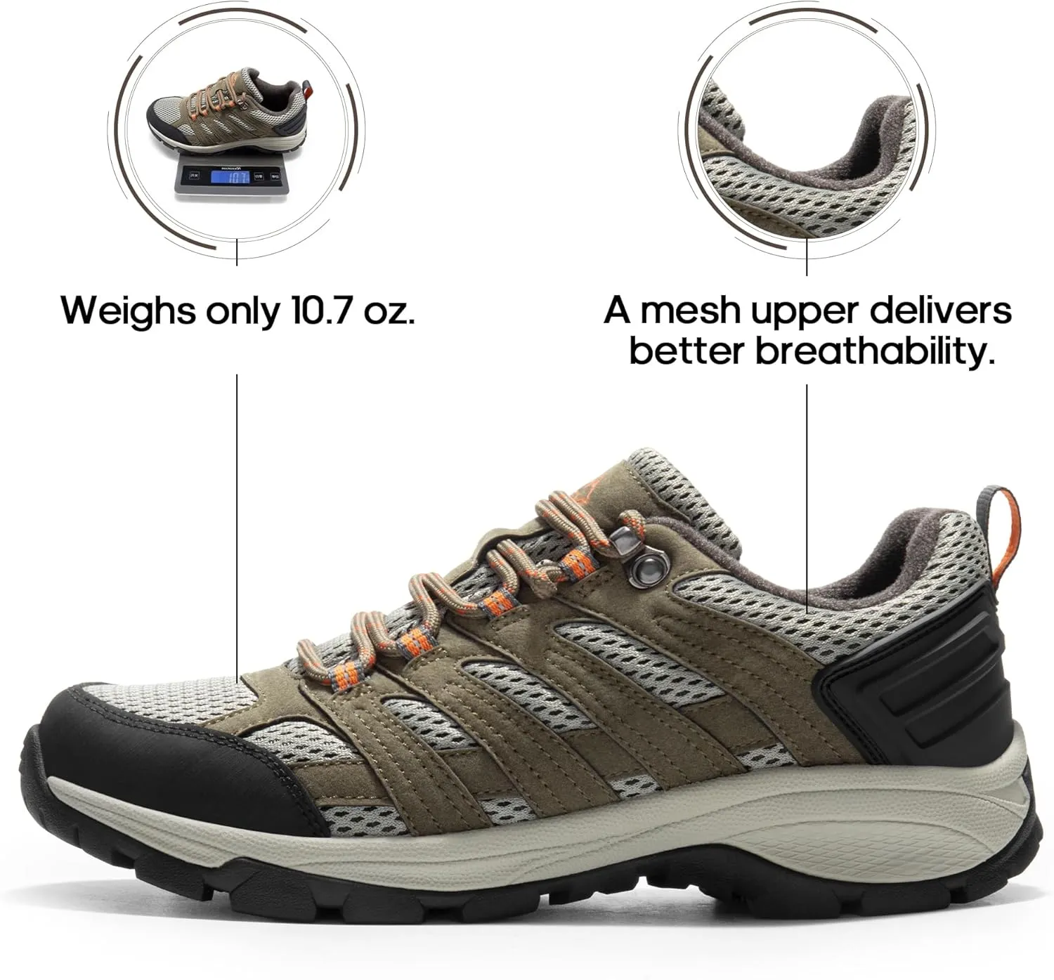 NORTIV 8 Women's Hiking Shoes Lightweight Breathable Mesh Walking Sneakers Outdoor Work Shoes
