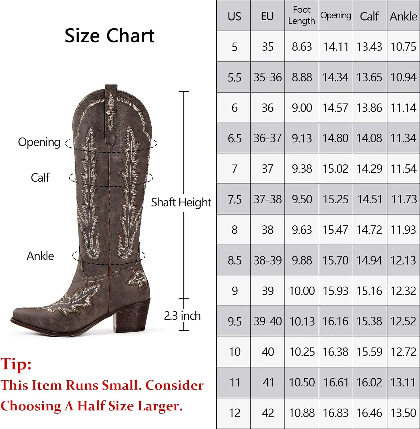 Ouepiano Cowboy Boots for Women Knee High Cowgirl Boots with Classic Embroidered Slip On Pointed Toe Chunky Heel Pull On Fashion Retro Tall Boot