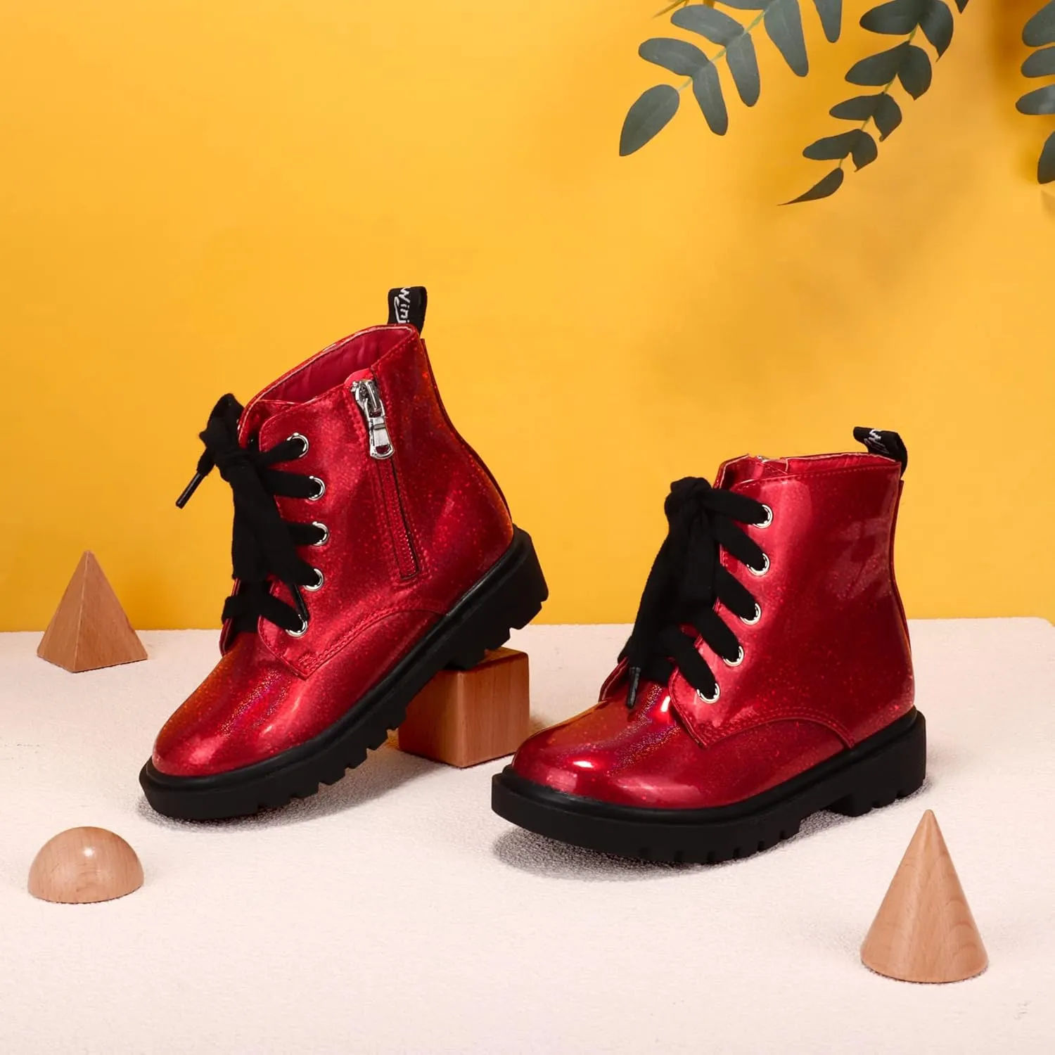 PANDANINJIA Christina Boys Girls Short Ankle Boots Fashion Dress Booties Waterproof Combat Shoes with Zipper for Toddler Little Kid