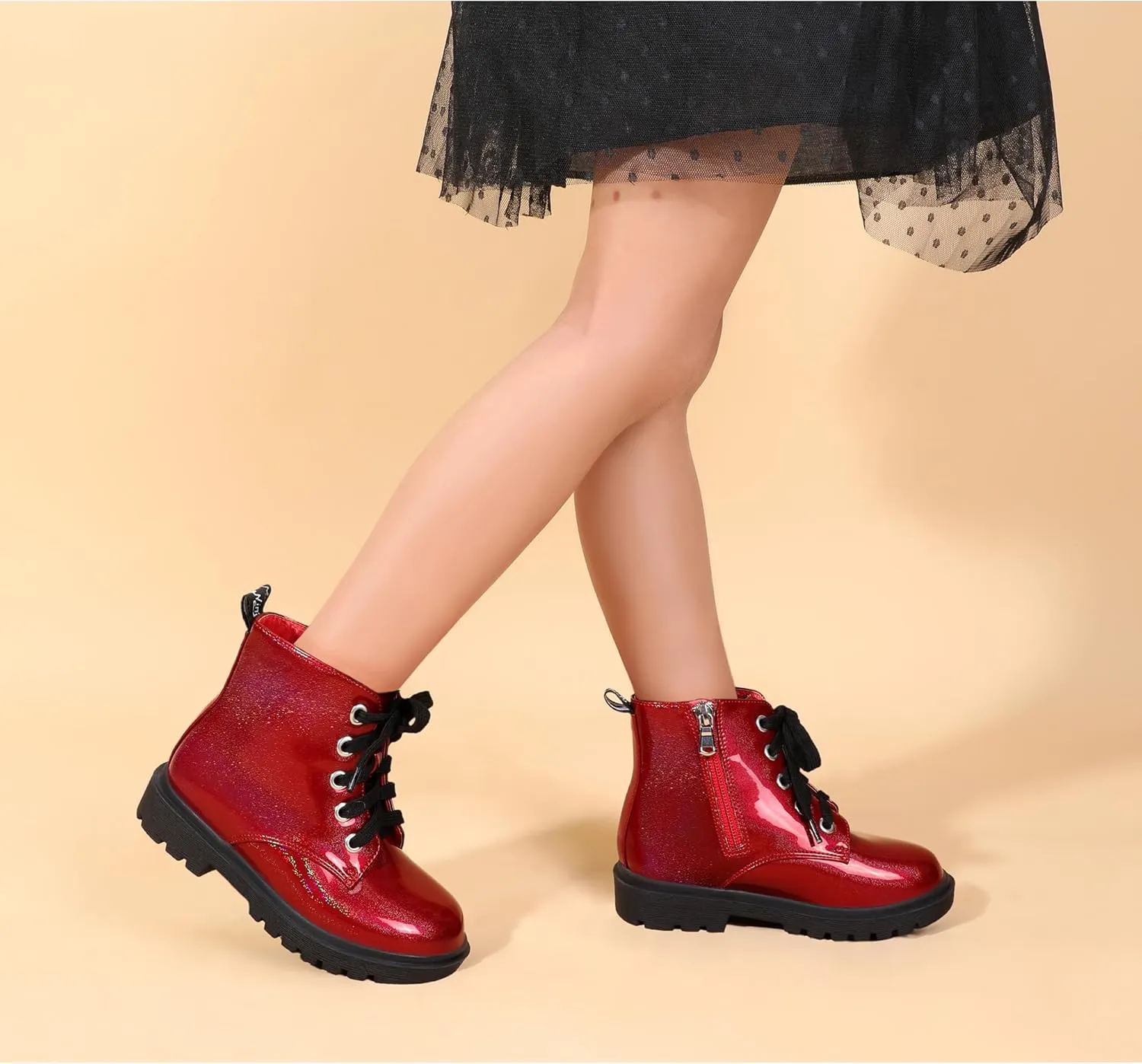 PANDANINJIA Christina Boys Girls Short Ankle Boots Fashion Dress Booties Waterproof Combat Shoes with Zipper for Toddler Little Kid