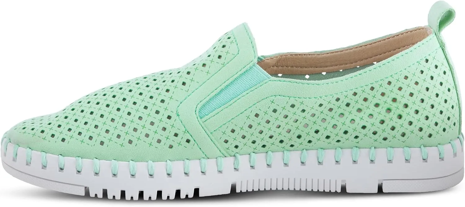 PATRIZIA Surfie Women's Slip-On Shoes – Perforated Microfiber with Leather Insole, Flexible Rubber Sole, and 1" Heel for All-Day Comfort