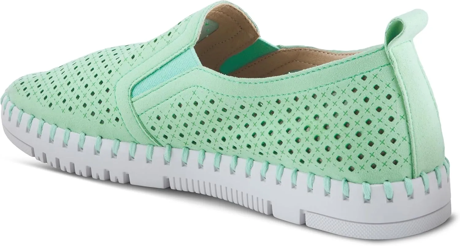PATRIZIA Surfie Women's Slip-On Shoes – Perforated Microfiber with Leather Insole, Flexible Rubber Sole, and 1" Heel for All-Day Comfort