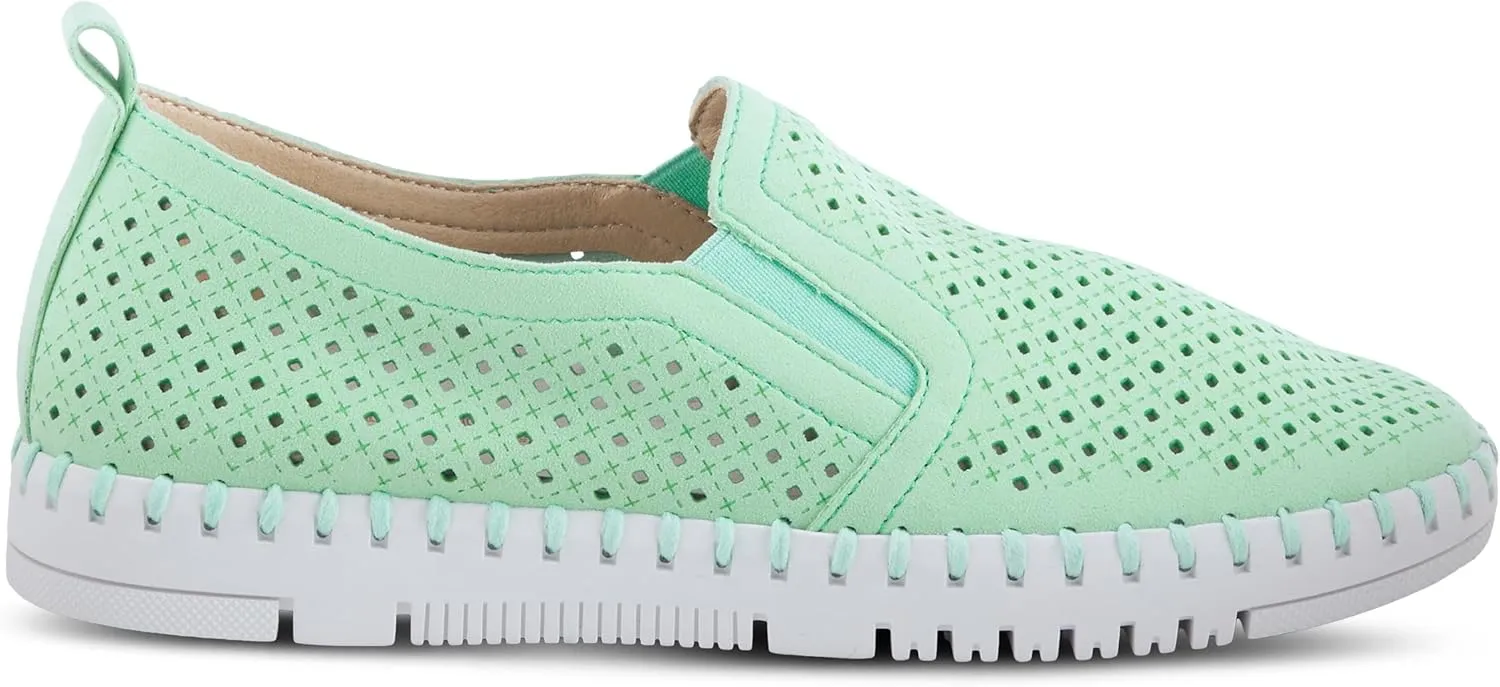 PATRIZIA Surfie Women's Slip-On Shoes – Perforated Microfiber with Leather Insole, Flexible Rubber Sole, and 1" Heel for All-Day Comfort