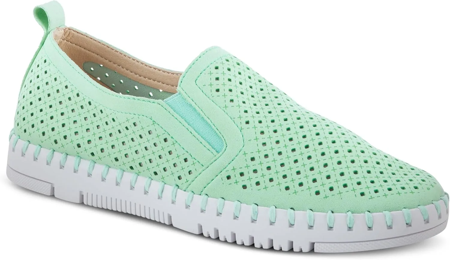 PATRIZIA Surfie Women's Slip-On Shoes – Perforated Microfiber with Leather Insole, Flexible Rubber Sole, and 1" Heel for All-Day Comfort