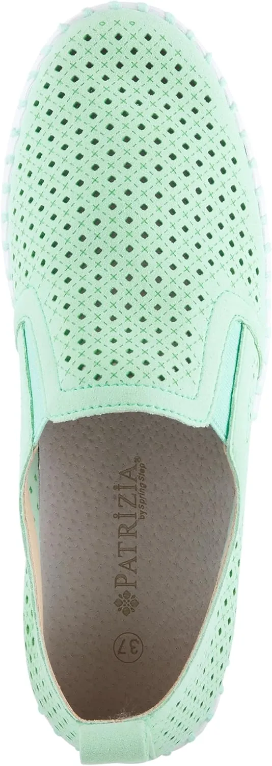 PATRIZIA Surfie Women's Slip-On Shoes – Perforated Microfiber with Leather Insole, Flexible Rubber Sole, and 1" Heel for All-Day Comfort