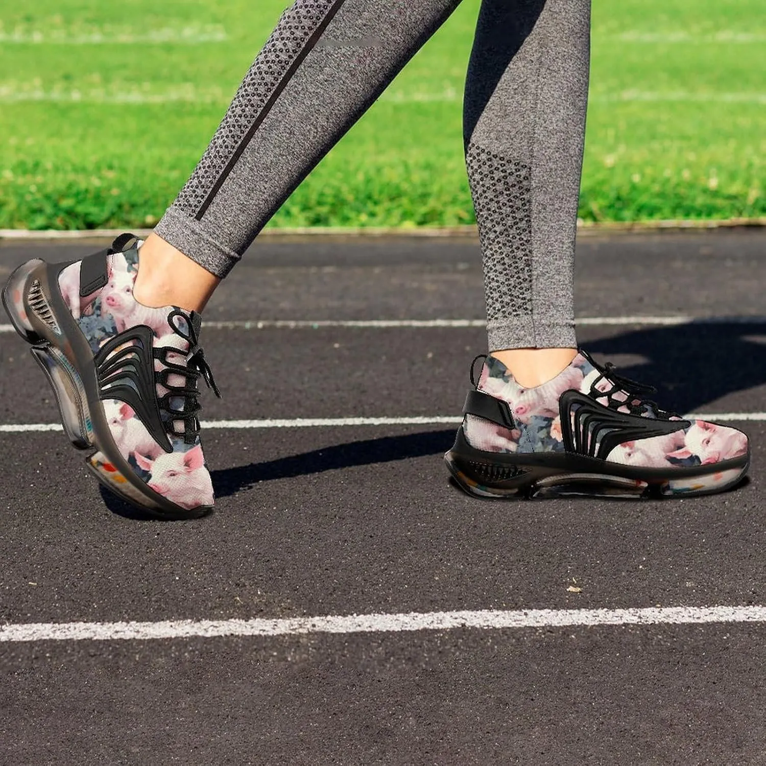 Pigs Flowers Women's Sneakers Novelty Lightweight Running Shoe Tennis Shoes