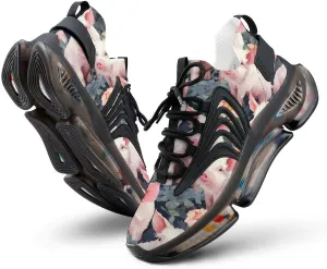 Pigs Flowers Women's Sneakers Novelty Lightweight Running Shoe Tennis Shoes