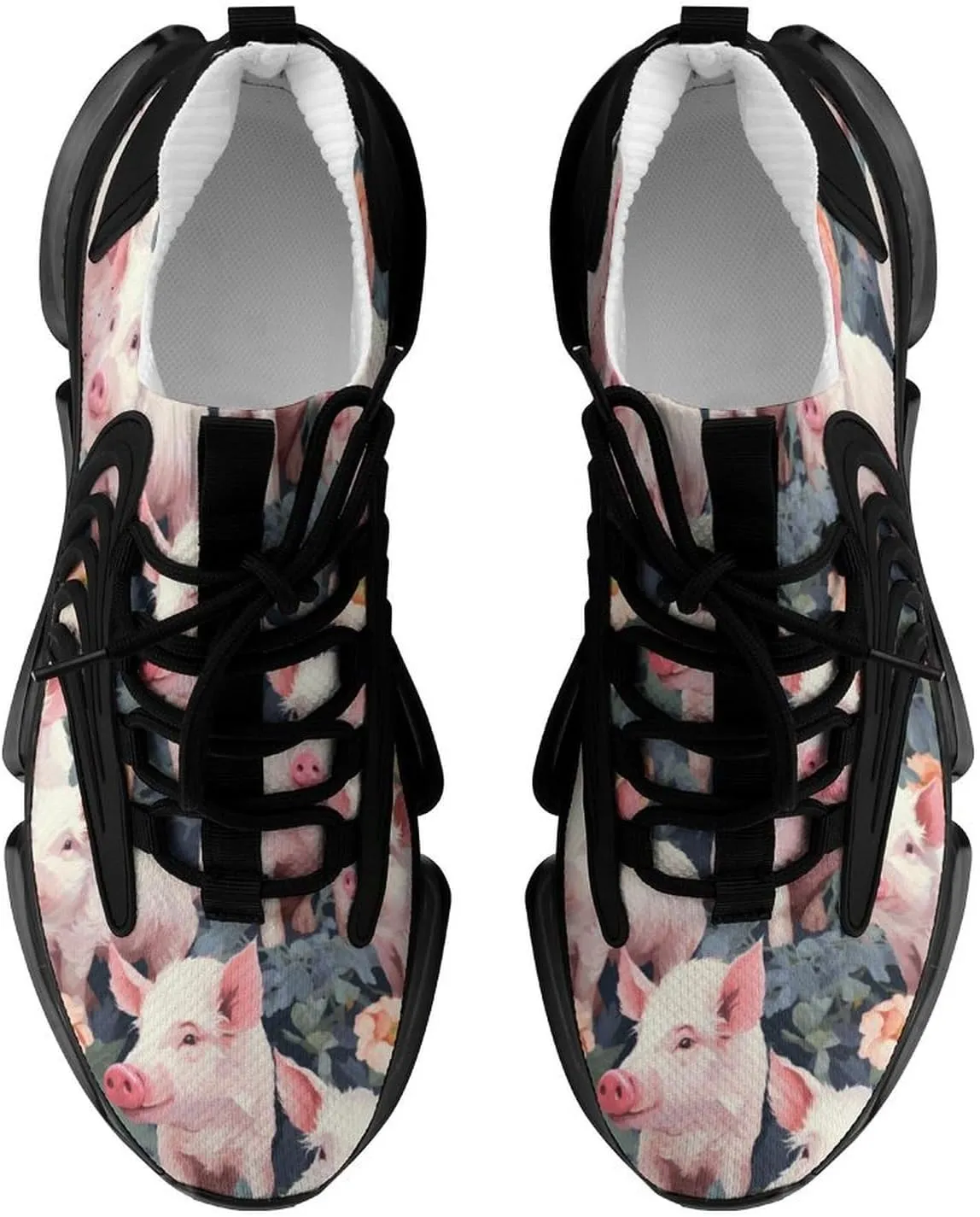 Pigs Flowers Women's Sneakers Novelty Lightweight Running Shoe Tennis Shoes